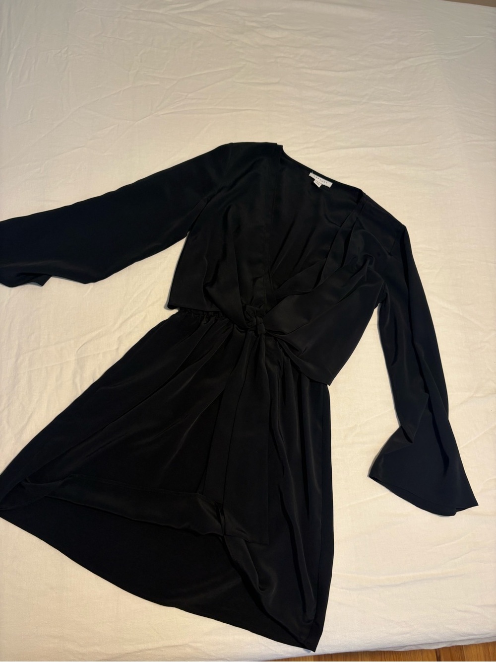 Topshop Black Long-Sleeve Twist-Waist Dress